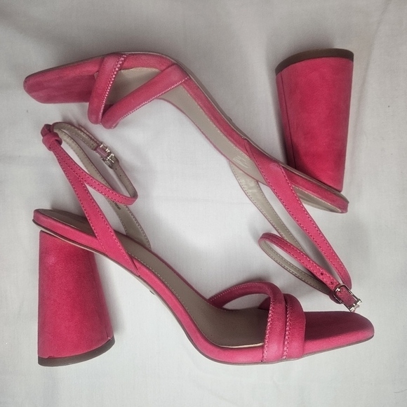 Sam Edelman Kia Fuschia Suede Heeled Sandals Retail $140 Sz 9 - Picture 7 of 16
